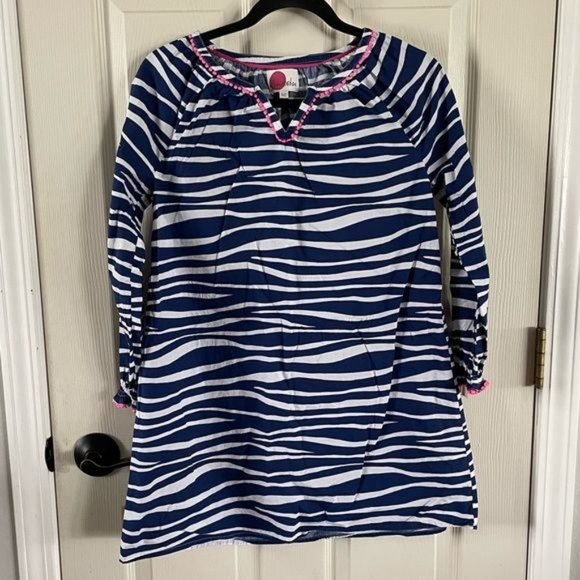 Mini Boden Girls Zebra Animal Print Dress, Navy w/ Hot Pink Details Sz 11-12 - Picture 15 of 15